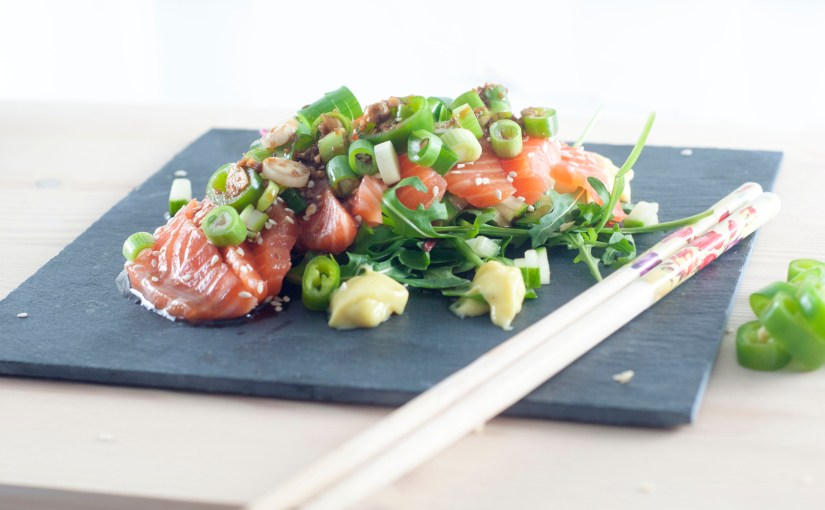 Sashimisalat med ponzusaus og&nbsp;wasabimajones